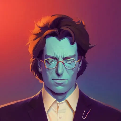 Image similar to face icon stylized minimalist michael crichton, loftis, cory behance hd by jesper ejsing, by rhads, makoto shinkai and lois van baarle, ilya kuvshinov, rossdraws global illumination