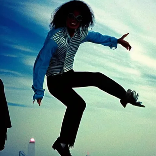 Prompt: “Michael Jackson Moonwalking on top of the St.Louis Arch”