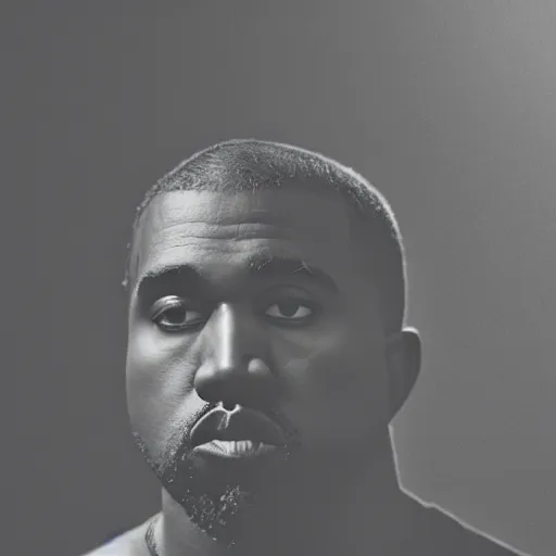 Image similar to a ( ( chiaroscuro lighting portrait ) ) of kanye west ( ( ( dressed as teddy bear mascot ) ) ), black background, ( ( ( portrait by julia margaret cameron ) ) ), shallow depth of field, 8 0 mm, f 1. 8