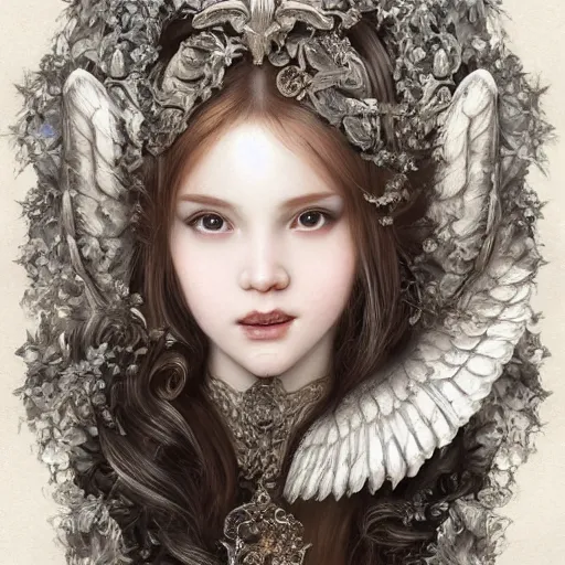 Prompt: A masterpiece ultrarealistic ultradetailed portrait of a Incredibly beautiful angel princess with Skull Iron mask. baroque renaissance girl in the night forest. medium shot, intricate, elegant, highly detailed. trending on artstation, digital art, by Stanley Artgerm Lau, WLOP, Rossdraws, James Jean, Andrei Riabovitchev, Marc Simonetti, Yoshitaka Amano. background by James Jean and Gustav Klimt, light by Julie Bell, 4k, porcelain skin.