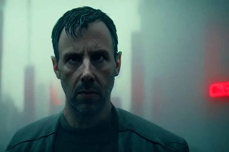 Image similar to film still of closeup alien observer of human society in blade runner 2 0 4 9, cinematic, moody, gritty neon noir by emmanuel lubezki