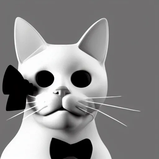 Prompt: a cat wearing a top hat and a bow tie, an ambient occlusion render by anne stokes, polycount contest winner, new objectivity, daz 3 d, rendered in maya, sketchfab