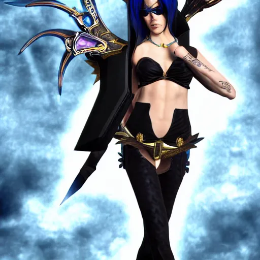 Image similar to asia argento as bayonetta, 8 k resolution lots of details, photo realistic, extremely high quality