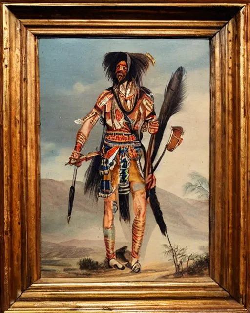 Image similar to old antique painting of an apache warrior