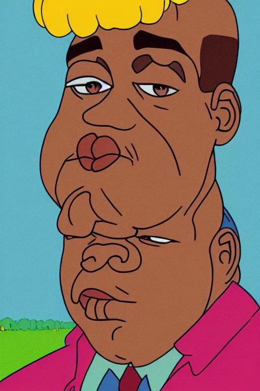 Image similar to notorious big in the art style of the simpsons tv show