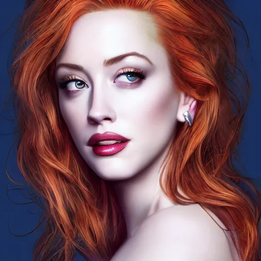 Image similar to photo of a gorgeous christina hendricks / amber heard hybrid in the style of stefan kostic, realistic, professionally, professionally color graded, half body shot, leather body suit, sharp focus, 8 k high definition, insanely detailed, intricate, elegant, art by stanley lau and artgerm