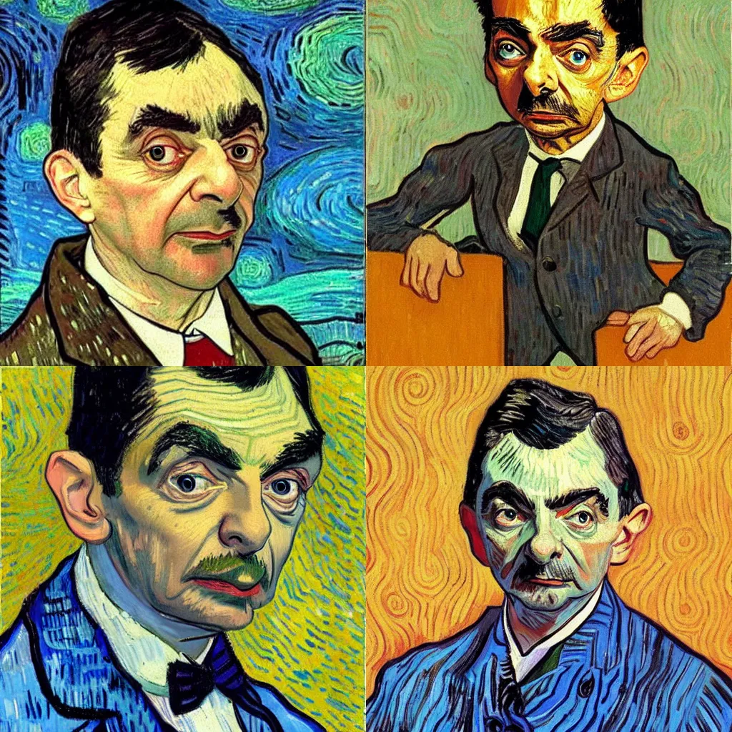 Prompt: Mr Bean by Vincent van Gogh