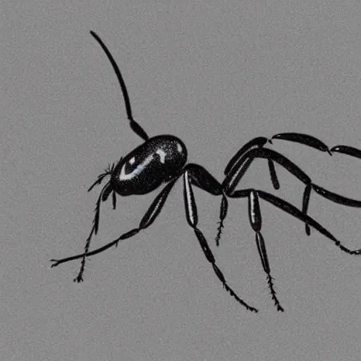 Prompt: technical drawing of an warrior ant