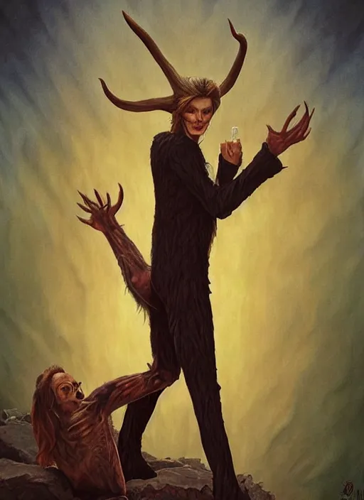 Prompt: twin peaks poster art, of the wendigo demon feeds on david bowie, by michael whelan, rossetti bouguereau, artgerm, retro, nostalgic, old fashioned