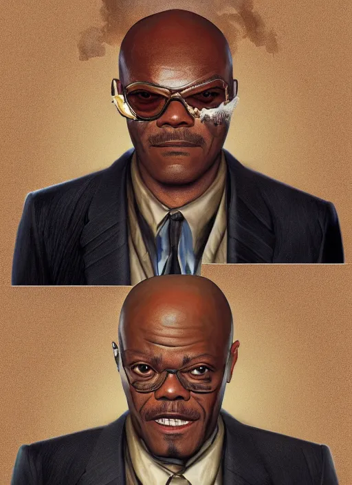 Prompt: hilarious but serious Jules Winnfield played by Samuel L. Jackson from the movie Pulp Fiction, Funny cartoonish by Gediminas Pranckevicius and mort drucker Tomasz Alen Kopera, masterpiece, trending on artstation, 8k,