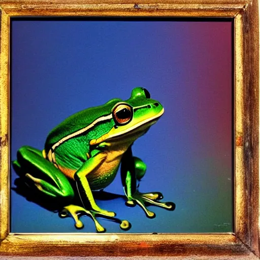 Image similar to frog looking down at his next victems, vivid colors, soft lighting, atmospheric, cinematic, moody, oil on canvas, 8 k