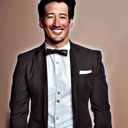 Image similar to a high quality photo of handsome markiplier, gigachad