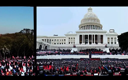 Image similar to 45th united states president kanye west’s inauguration at the capitol building, tv broadcast, january 2021