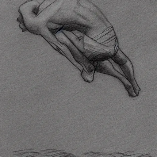 Image similar to a drawn man want flying. pencil sketch.