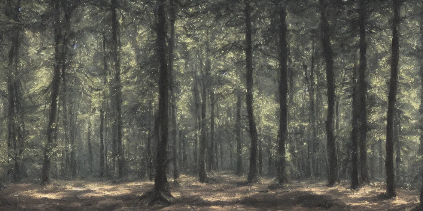 Prompt: the woods, cinematic lighting, detailed oil painting, hyperrealistic, 8k