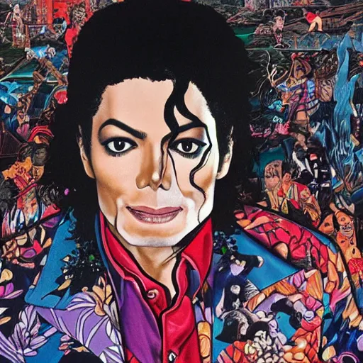 Image similar to a portrait of Michael Jackson in a scenic environment by Hirohiko Araki, hyperdetailed