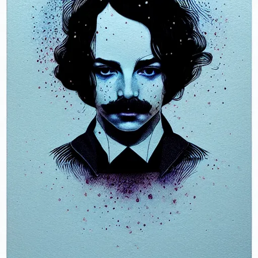 Image similar to portrait soft light, by killian eng and conrad roset, inspired by edgar allen poe, etching, fine, sharp high detail, screen print,