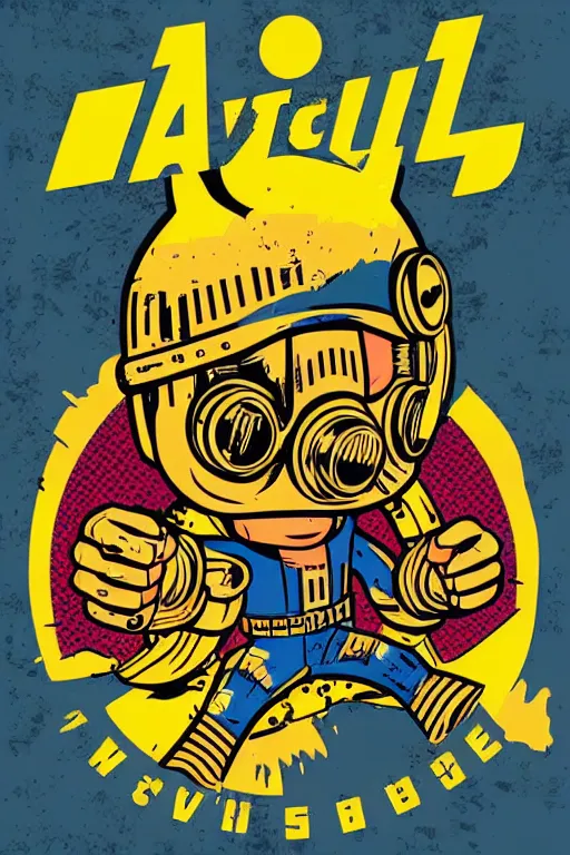 Image similar to fallout 7 6 retro futurist illustration art by butcher billy, sticker, colorful, illustration, highly detailed, simple, smooth and clean vector curves, no jagged lines, vector art, smooth andy warhol style