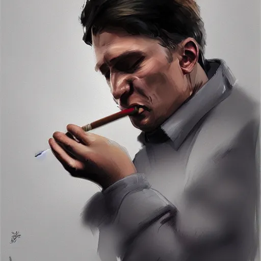 Image similar to Ted Pikul smoking, digital painting, detailed, smooth