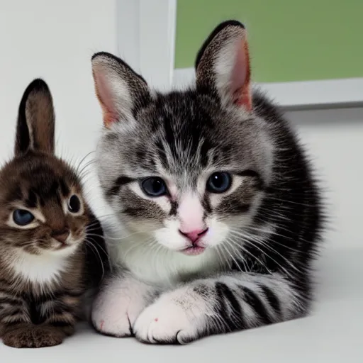 Prompt: Kitten and Bunny in therapy