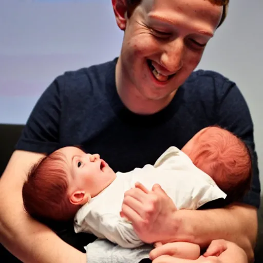 Image similar to a baby with the head of mark zuckerberg