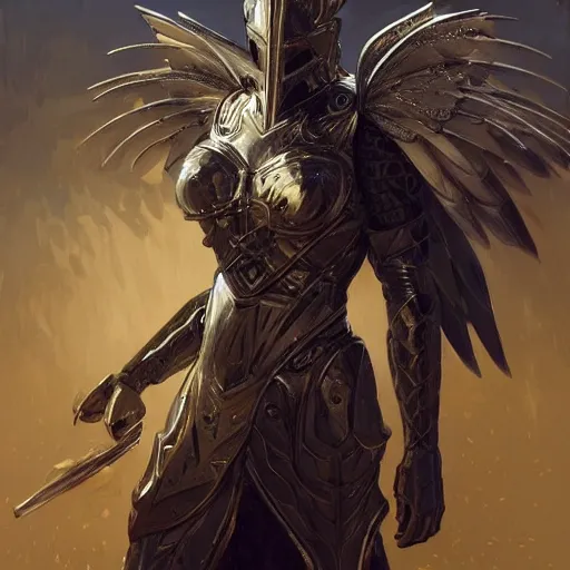 Image similar to knight with a Platinum Armor, full body,Wings on the head，portrait, intricate, elegant, highly detailed, digital painting, artstation, concept art, smooth, sharp focus, illustration, art by artgerm and greg rutkowski and alphonse mucha