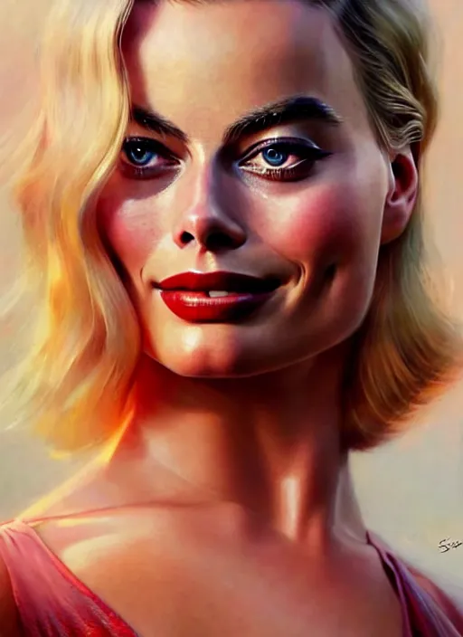 Image similar to margot robbie in the style of stefan kostic, realistic, full body shot, wide angle, sharp focus, 8 k high definition, insanely detailed, intricate, elegant, art by stanley lau and artgerm, floating embers