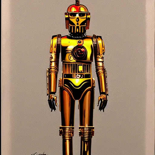 Prompt: painting of c - 3 p 0, cg society