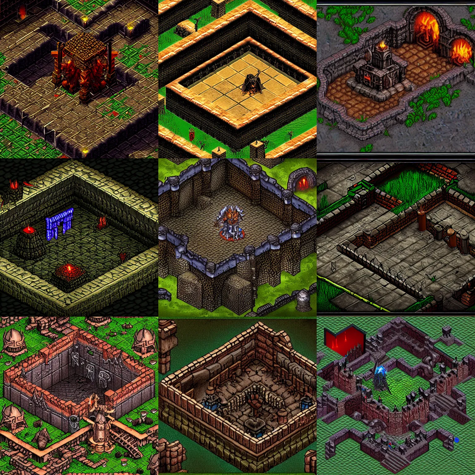 Prompt: high detail high resoltution diablo 2 isometric dark dungeon