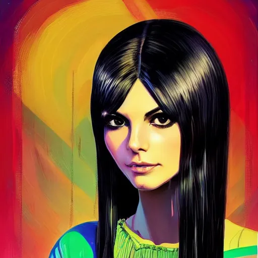 Image similar to victoria justice. underground box office hit, fantasy and seventies italian horror movie, unreal engine, intricate, ultra detailed 8 k, ambient occlusion, best, cool, extremely beautiful and aesthetic shape of face and neck, art by hiroaki samura and ilya kuvshinov and rossdraws andy warhol