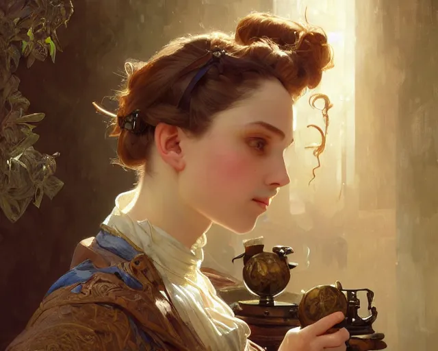 Image similar to photography of charles spencelayh, deep focus, d & d and mtg, fantasy, intricate, elegant, highly detailed, digital painting, artstation, concept art, matte, sharp focus, illustration, hearthstone, art by artgerm and greg rutkowski and alphonse mucha