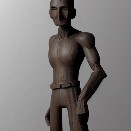 Image similar to wooden figurine of rishi sunak, blender, unreal engine, concept art, octane render, highly detailed, smooth, sharp focus