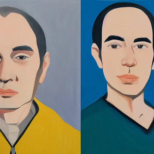 Prompt: a portrait of pajares y esteso by alex katz, trending on artstation