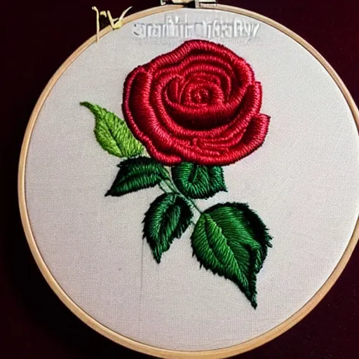 Red Rose Flower Embroidery, Satin Stitch Tutorial