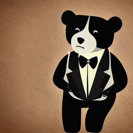 Prompt: a bear in a tuxedo