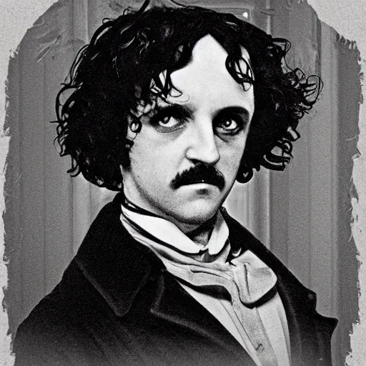 Image similar to edgar allan poe as a character in stranger things