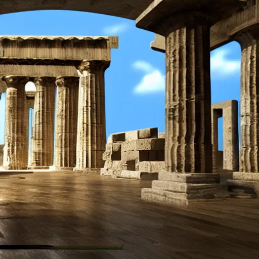 Prompt: interior of Poseidon's greek temple, reconstructed, unreal engine, 3d graphics