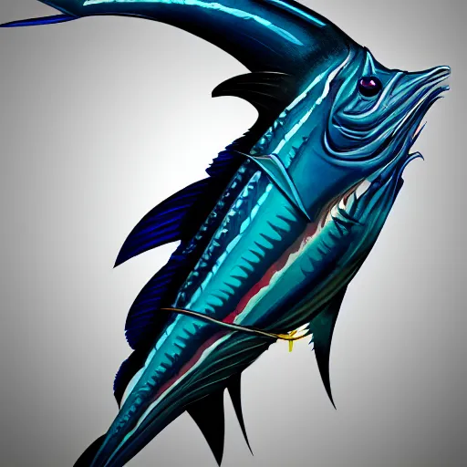 Prompt: zombified tribal sailfish, trending on artstation, ultra fine detailed, hyper detailed, hd, concept art, digital painting