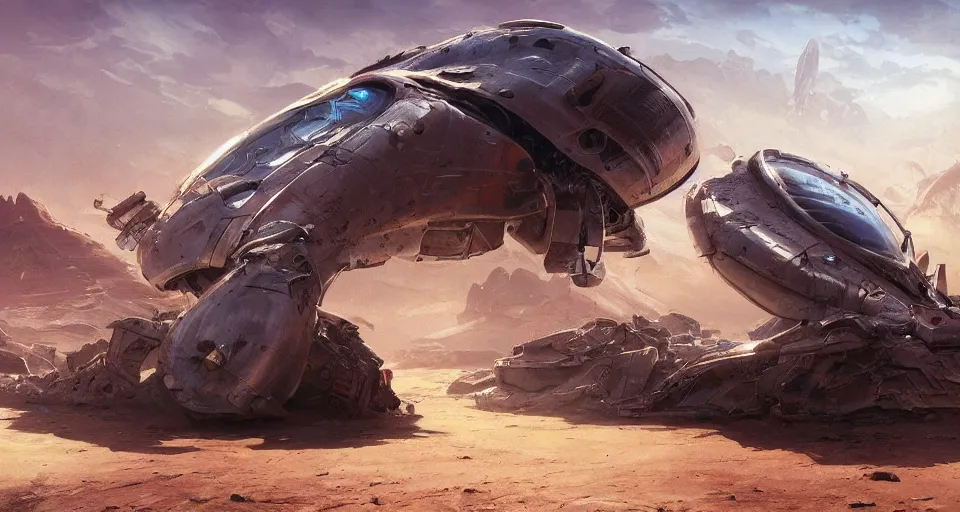 Image similar to crushed alien spaceship in desert, concept art by john park, darek zabrocki, tyler edlin, jordan grimmer, neil blevins, craig mullins, highly detailed, ultra detailed, ultra realistic, wide angle lens, trending on artstation