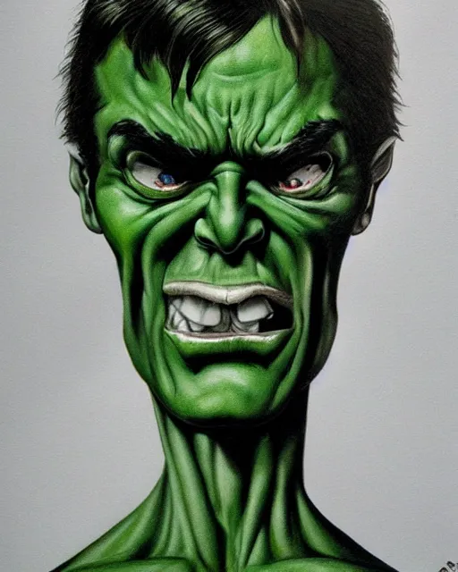 Image similar to green sad devil by glenn fabry, hyperrealism