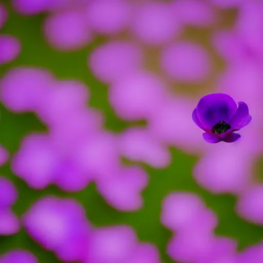 Image similar to closeup photo of purple petal flying above park, aerial view, shallow depth of field, 8 0 mm, f 1. 8