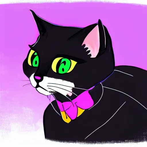 Image similar to digital art of a black cat fursona, furry fandom