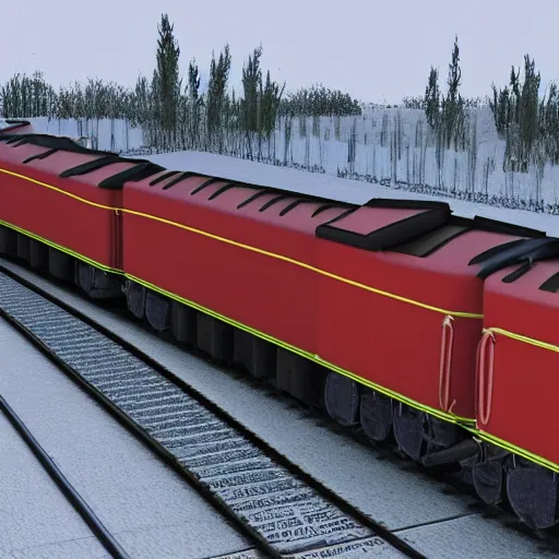 Image similar to soviet russian locomotives next to eachother, photorealistic