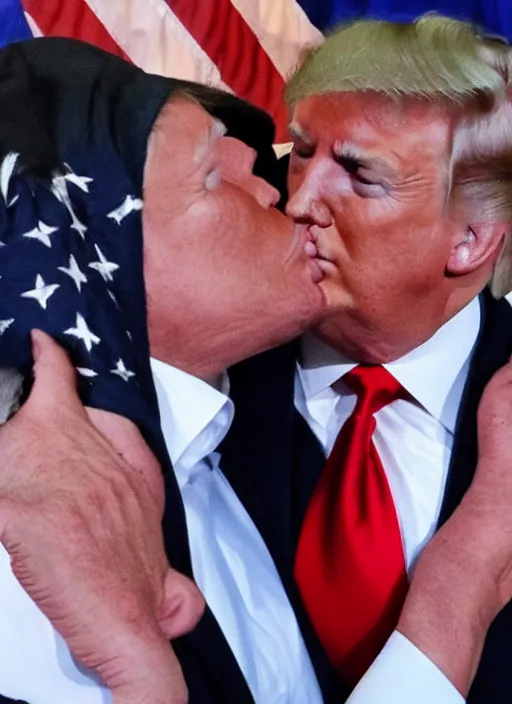 Image similar to beautiful high quality photo of donald trump kissing donald trump.