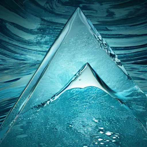 Image similar to water artwork manipulation inside the shape of a triangle on the ocean water, ray tracing, realistic water, focus, long shot, 8 k resolution, cinematic, water art photoshop