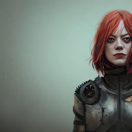 Prompt: emma stone portrait, dystopia core, apocalyptic, armor, warrior, dramatic, sharp focus, fiction, neon, fantasy, hyper detailed, digital art, trending in artstation, cinematic lighting, studio quality, smooth render, unreal engine 5 rendered, octane rendered, art style and nixeu and wlop and krenz cushart