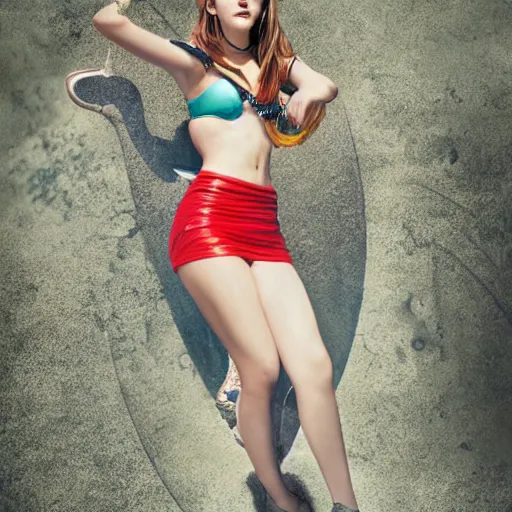 Image similar to A full body portrait of emma watson as Nami from one piece