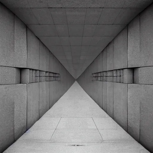 Prompt: infinite recursive brutalist anxious abyss