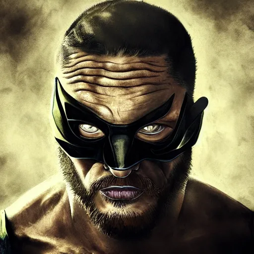 Image similar to Tom Hardy in wolverine suit Digital art 4K quality Photorealism