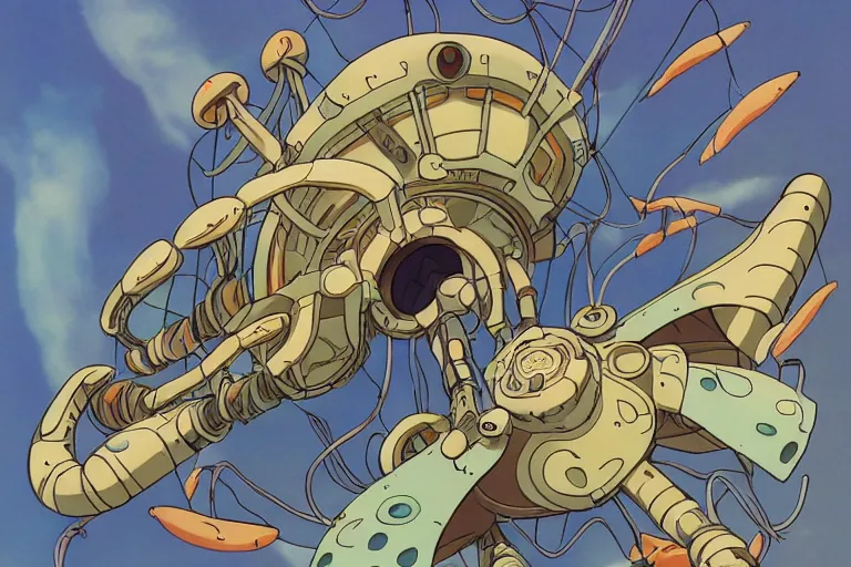 Image similar to A cell animation of a machine for untwisting nickers, Nausicaa of the Valley of the Wind, Miyazaki Hayao, ghibli style, illustration, anime, trending on artstaion